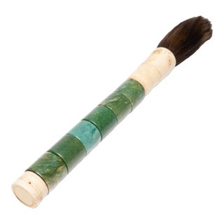 Mid 20th Century Chinese Green Stone Calligraphy Brush For Sale