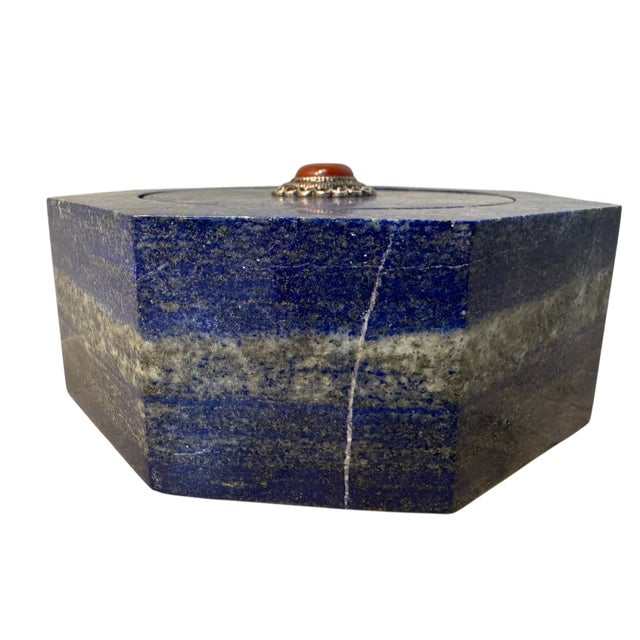 Mid 20th Century Lapis Lazuli Keepsake Box With Cabochon Stone For Sale In Austin - Image 6 of 12