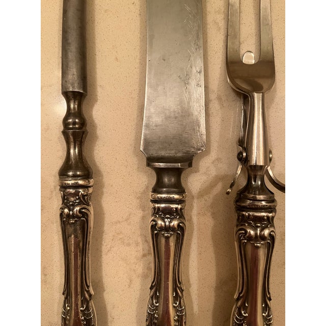 Antique Sterling Silver Three Piece Carving Set For Sale - Image 4 of 8