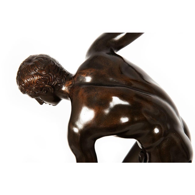 Brown Antique Italian Grand Tour Bronze Sculpture “Disc Thrower” or Discobolus For Sale - Image 8 of 18