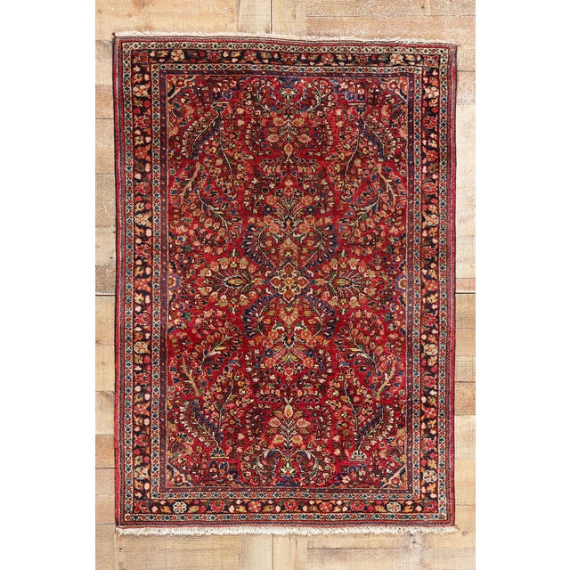 Vintage Persian Sarouk Rug - 03'05 X 04'10 For Sale - Image 9 of 9