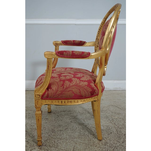 French Pair Gold Gilt French Louis XVI Style Open Armchairs For Sale - Image 3 of 12