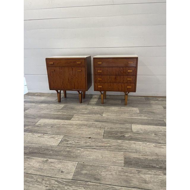Vintage End Tables with White Glass by Novy Domov, 1965, Set of 2 For Sale - Image 3 of 8