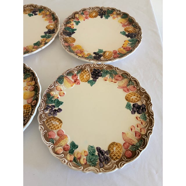 1950s Vintage Lefton Majolica Style Fruit Border Plates - Set of 6 For Sale - Image 5 of 12