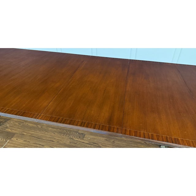 Brown Traditional Banded Mahogany Dining Table by Leighton Hall - Showroom Sample For Sale - Image 8 of 18