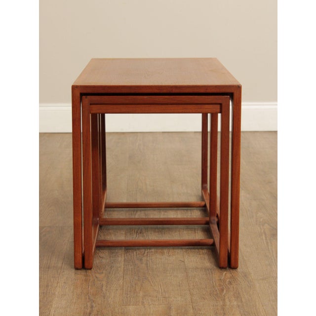Danish Modern Set of Three Teak Nesting Tables For Sale - Image 12 of 12