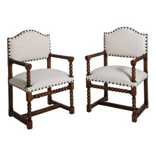 Turned Wood Armchairs, Set of 2 For Sale