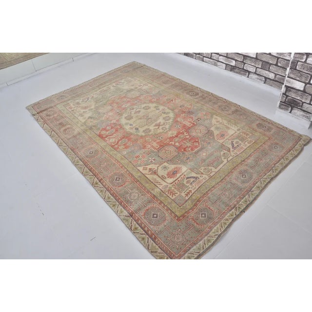 Floral Antique Oushak Carpet For Sale In Phoenix - Image 6 of 10