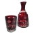 Vintage Bohemian Ruby to Clear Cut Glass Bedside Water Crafe and Drinking Glass Set- 2 Pieces For Sale