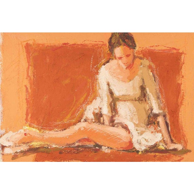 Modern Franco Marzilli, Ballerina on a Red Background, Oil Painting, 1970s For Sale - Image 3 of 6