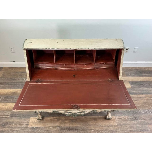 1940s French Louis XV–Style Hand-Painted Secretary Desk by Desbordes, Paris — Provenance Louis Louis Antiques, Greenwich For Sale - Image 15 of 16