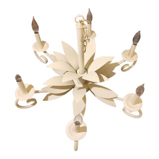 1960s Lotus Flower Alabaster Tole Chandler For Sale