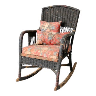 Antique Wicker Rocking Chair For Sale
