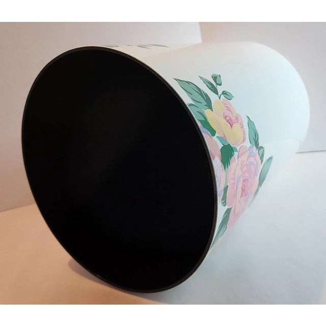 Shabby Chic 1980s Floral Bathroom Porcelain Soap Dish, Water Dispenser, Liquid Dispenser & Waste Basket - Set of 4 For Sale - Image 3 of 5