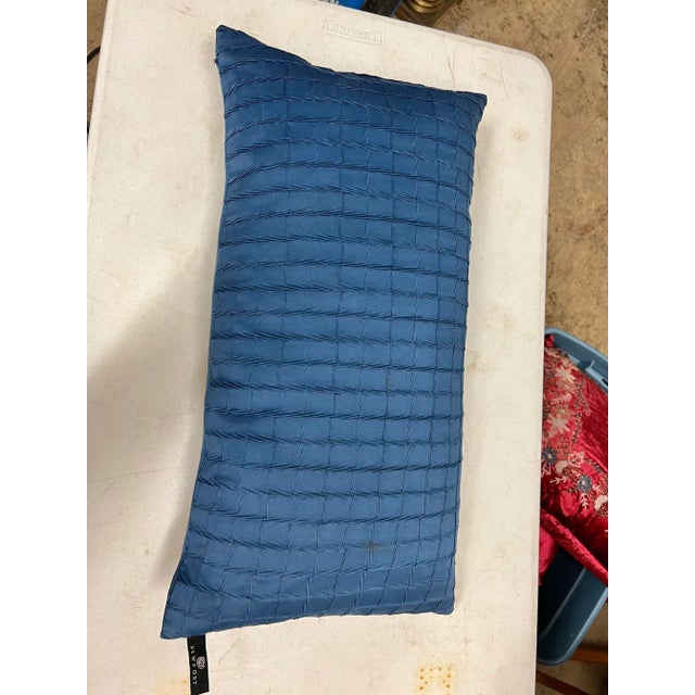 Shabby Chic Vintage Blue Feather Pillow by Newport For Sale - Image 3 of 6