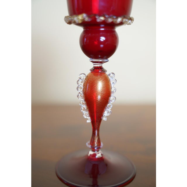 Italian Handcrafted Chalice in Blown Murano Glass 1970s For Sale - Image 9 of 11
