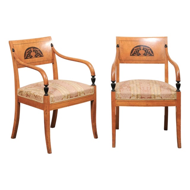 Pair of Mid 19th Century Danish Birch Armchairs For Sale