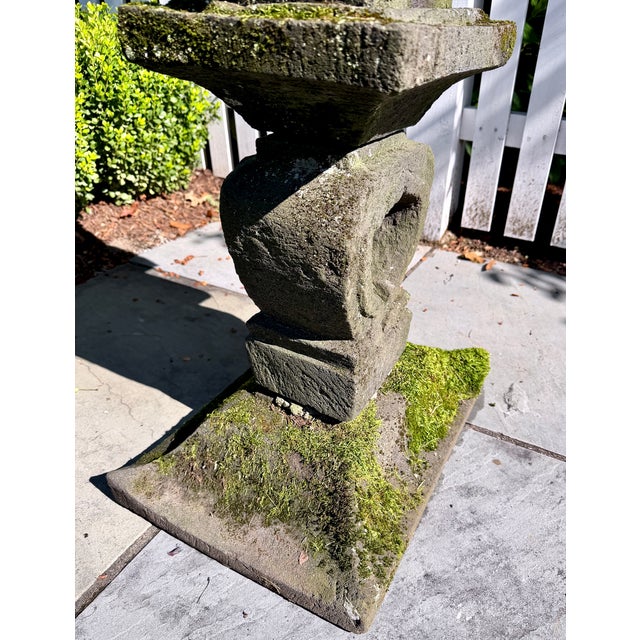 Mid 20th Century Japanese-Style Composition Stone Garden Lantern With Natural Moss Patina For Sale - Image 5 of 5