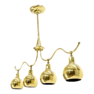 Solid Polished Brass Ball Pear Shape Shades Light Bar Pool Table Fixture Chandel