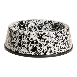 Crow Canyon Home Splatterware, Large Pet Bowl in Black & White For Sale