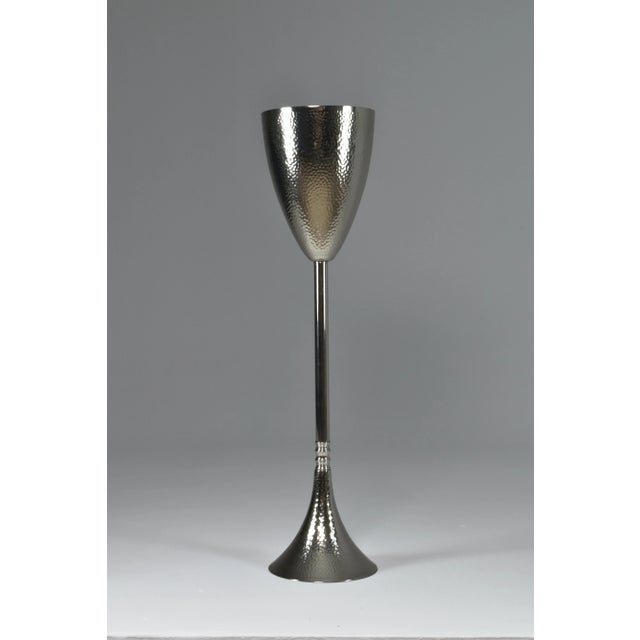 Early 21st Century Celis Contemporary Hammered Nickel Brass Champagne Bucket Stand For Sale - Image 5 of 7