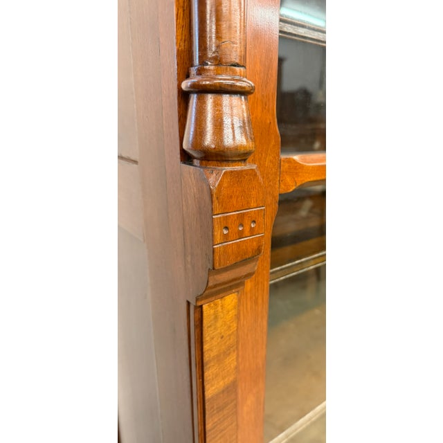 19th Century American Victorian Solid Walnut Bookcase With Burl Walnut & Wavy Glass, Circa 1890 For Sale - Image 9 of 10