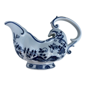 Vintage Large Footed Blue Onion Gravy Boat by Seymour Mann