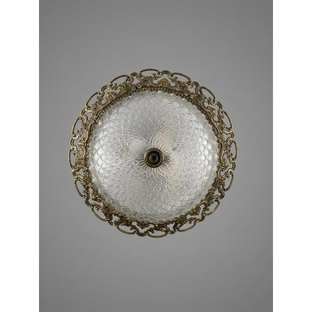 Vintage French Brass and Cut Glass Pendant Light, 1960s For Sale - Image 3 of 5
