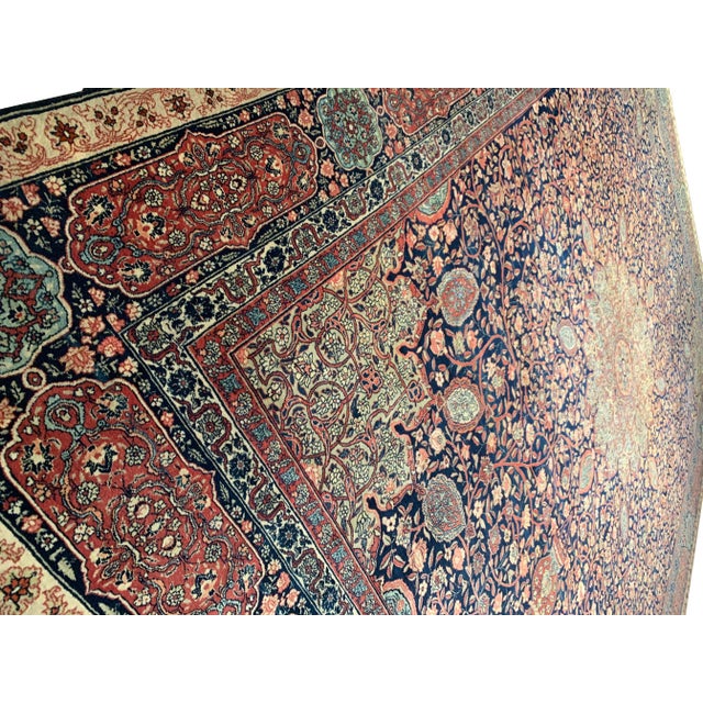 Late 19th Century Navy Blue Fine Hand Knotted Persian Antique Kermanshah For Sale In Washington DC - Image 6 of 9