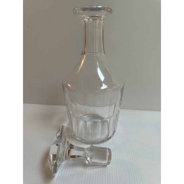 Art Deco 1970s Signed Baccarat France Clear Crystal Bretagne Pattern Decanter With Stopper For Sale - Image 3 of 17