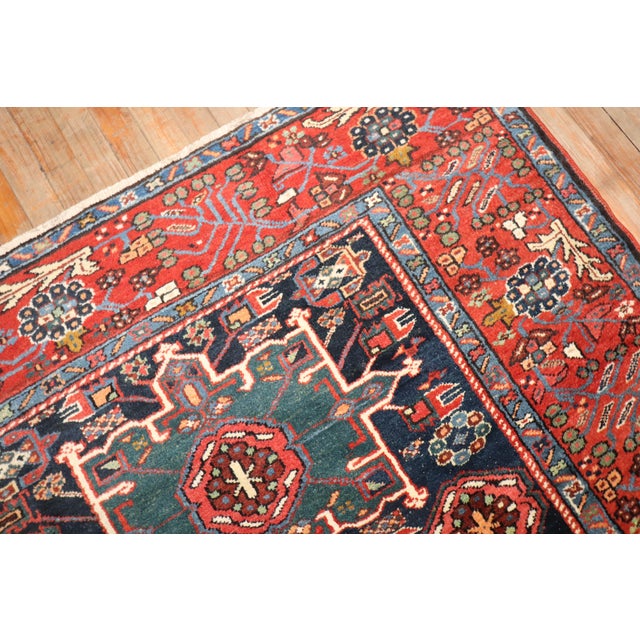 Antique Zabihi Collection Navy Heriz Accent Rugs - A Pair - 4'10" x 6'1" For Sale In New York - Image 6 of 12