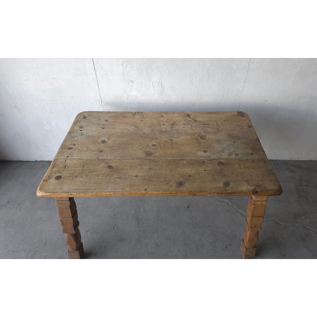 Wood Antique European Farmhouse Dining Table For Sale - Image 7 of 9