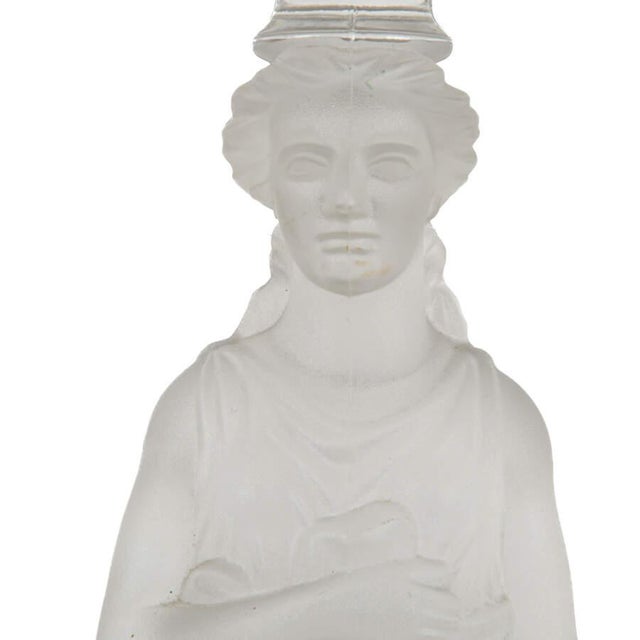 Mid 20th Century Mid 20th Century Mid-Century Neoclassical Crystal Figural Table Lamp With Frosted Glass Goddess on Crystal Base For Sale - Image 5 of 5