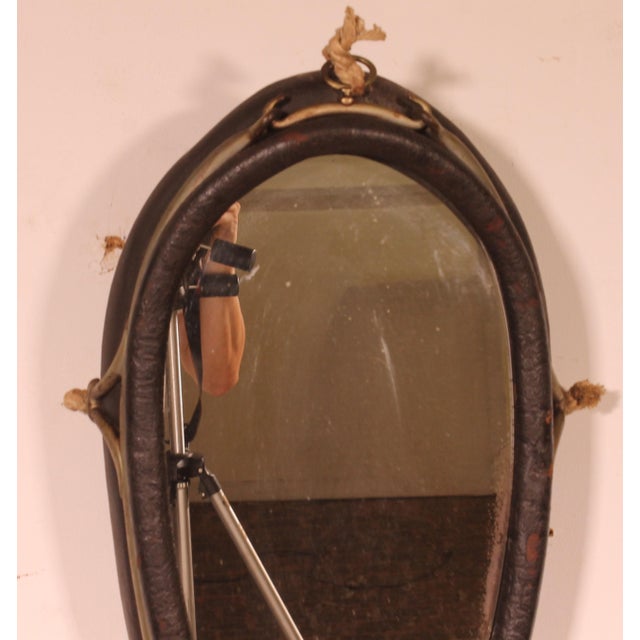 Mirror in Leather Horse Harness, 1890s For Sale - Image 3 of 10