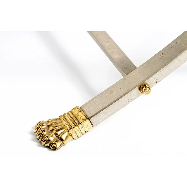 Maison Jansen Campaign Style Folding Stool, Maison Jansen, 1970s For Sale - Image 4 of 11