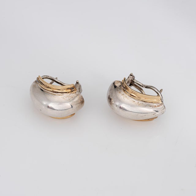Tiffany and Co. 1990s Tiffany & Co Vendome Earrings Picasso Sterling Silver 18k Gold Dome Jewelry, A Pair For Sale - Image 4 of 6