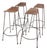 Set of Four Mid Century Wrought Iron and Wicker Bar Stools For Sale