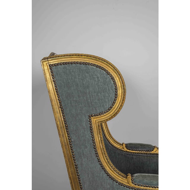 French Louis XVI Giltwood Wing Chair For Sale - Image 15 of 18
