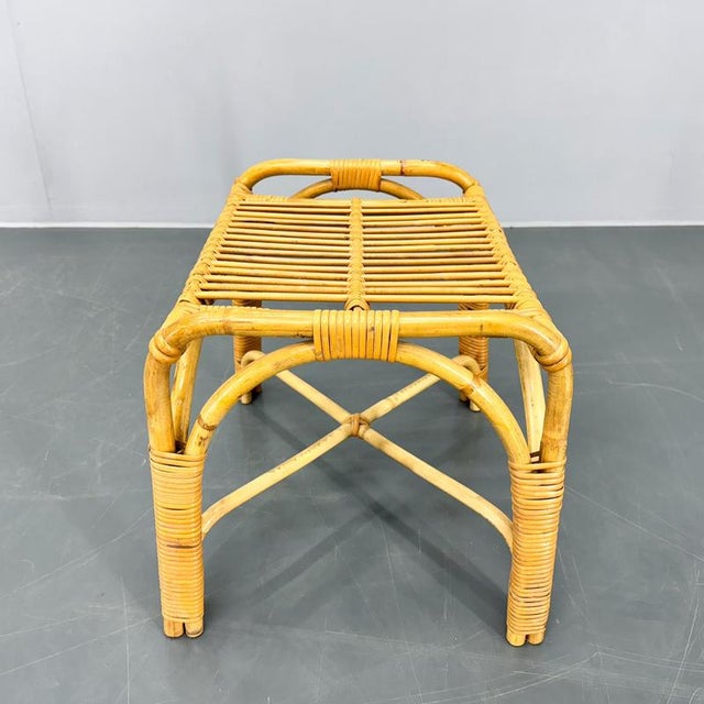 Mid-Century Modern Czechoslovakian Rattan Stool, 1970s For Sale - Image 6 of 11