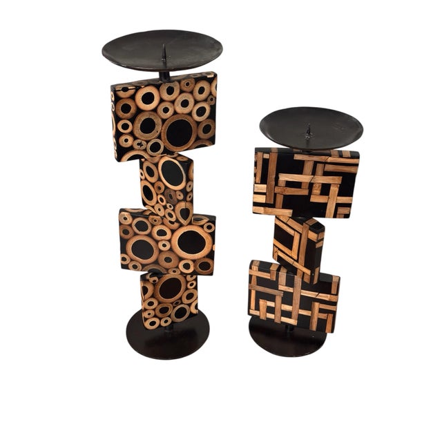 R & Y Augousti Bamboo Candle Holder Pricket, Pair For Sale In Phoenix - Image 6 of 8