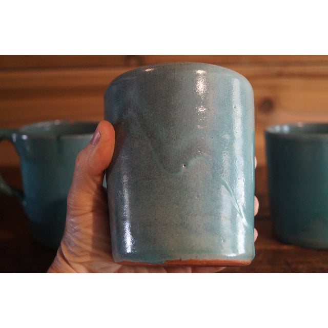 1950s North State Pottery Blue Glazed Mugs - Set of 4 For Sale - Image 4 of 10