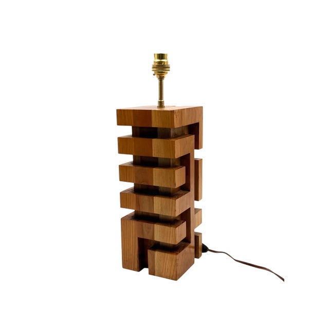 1970s Hollywood Regency Wood Table Lamp For Sale - Image 11 of 12