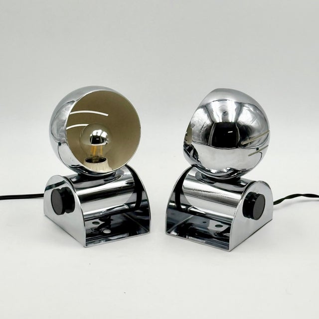 Silver Chrome Eyeball Lamps by Enrico Tronconi for Tronconi, Italy, 1970s, Set of 2 For Sale - Image 8 of 10