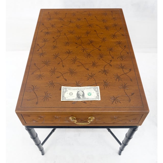 Pair of Kittinger Faux Bamboo Tapered Horn Shape Legs One Drawer End Tables MINT For Sale - Image 18 of 18