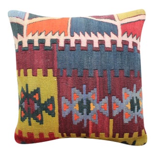 Turkish Kilim Decorative Pillow Cover - 16"x16" For Sale