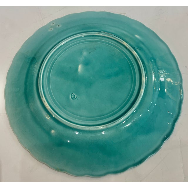 Turquoise French Majolica Bird Plate Late 19Th. Century. By Onnaing For Sale - Image 8 of 8