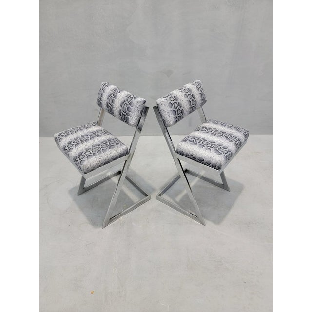 Mid-Century Modern Mid Century Modern Milo Baughman Dia Style Chrome Cantilevered Chairs Newly Reupholstered in Leather- Pair For Sale - Image 3 of 6