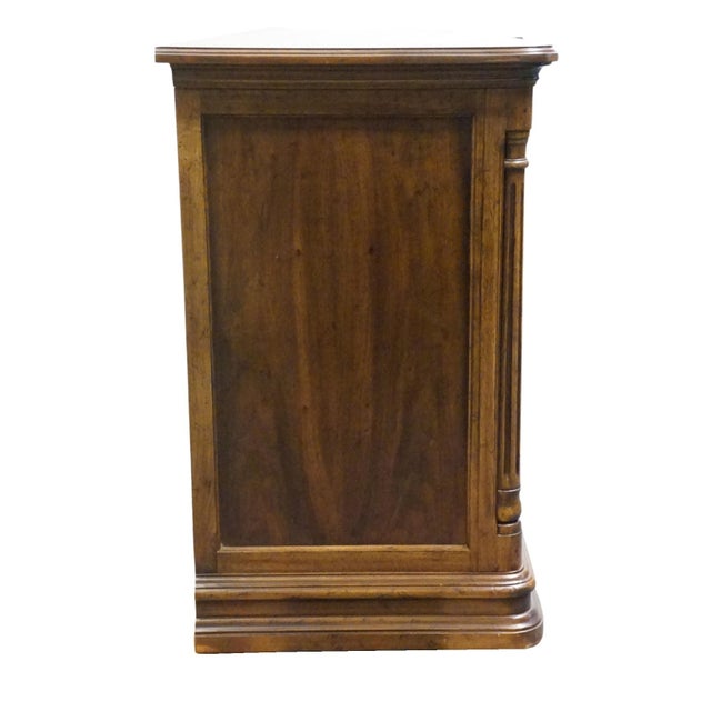 Drexel Heritage Cameo Collection Burled Walnut Italian Neoclassical Tuscan Style 78" Triple Door Dresser 002-132 For Sale - Image 16 of 17