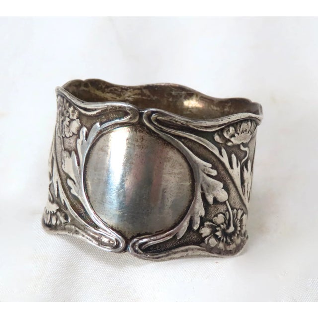 Metal Classic Antique - Victorian Art Nouveau Flower Style Sterling Silver Napkin Ring by Gorham Silver Company For Sale - Image 7 of 13