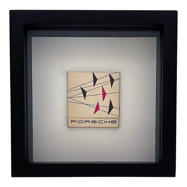 Mid 20th Century Vintage Framed Porsche Matchbook For Sale